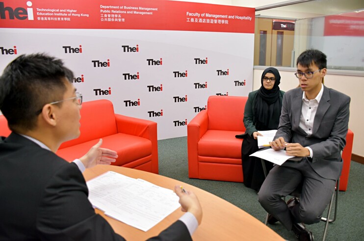 One-to-one job interview arranged by Kelly Services at Interview and Career Development Workshop for Public Relations and Management (PRM) students in February 2017.