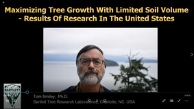 Dr Tom Smiley’s presentation covered three research projects that compared different options for maximizing tree roots growth in limited soil areas. Results were presented graphically and visually. There were highly significant differences in tree development in the experiments that ranged from three years to 30 years. 